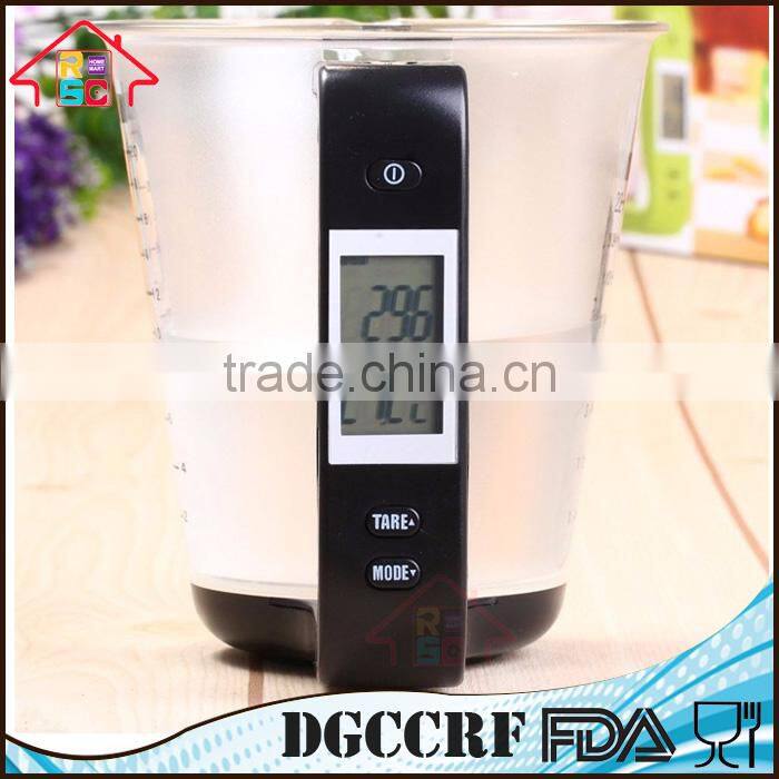 Reliable Factory Electronic Digital Kitchen Plastic Measuring Cup Scale with LCD Display