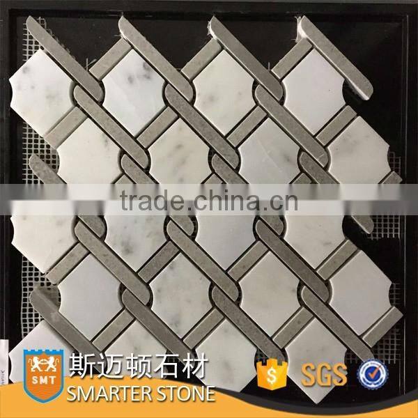 Oscar white mix cinderalla grey marble basketweave tile for wall