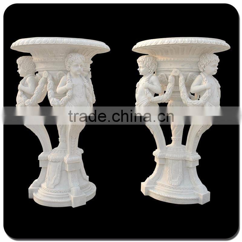 Chinese cheap hand carving marble flowerpot antique flowerpot