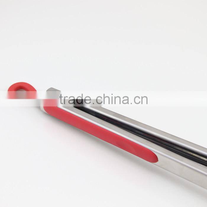 Red Silicone Handle Stainless Steel Tong Barbecue Tong