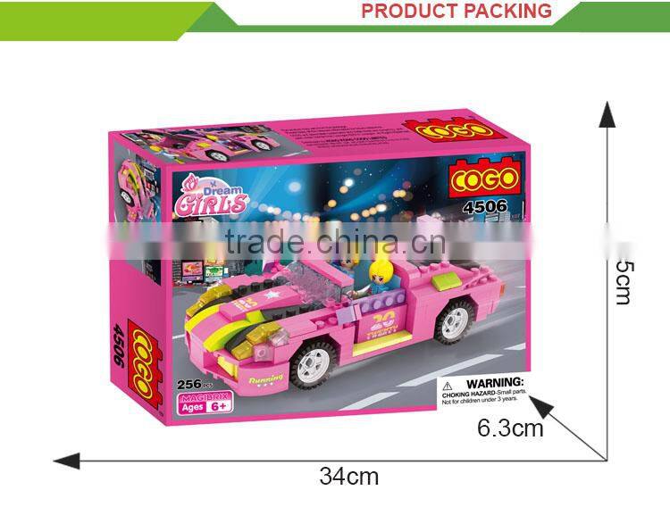 Funny plastic building blocks set intelligent diy model car toy