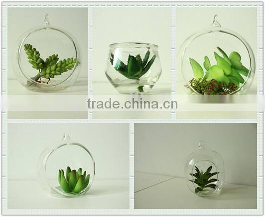 Hanging Glass succulents terrarium mini artificial plants for home decoration