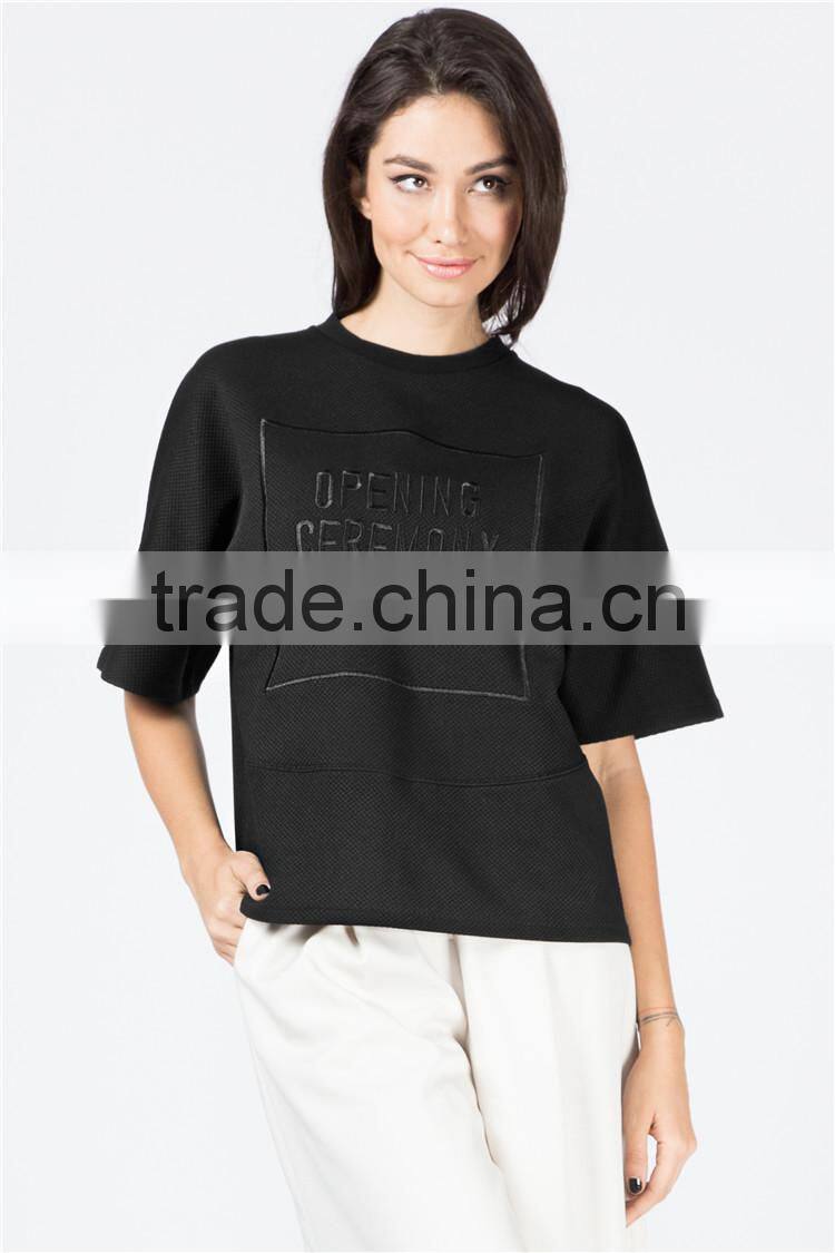 Black logo pique boxy t-shirt made in peru t shirts