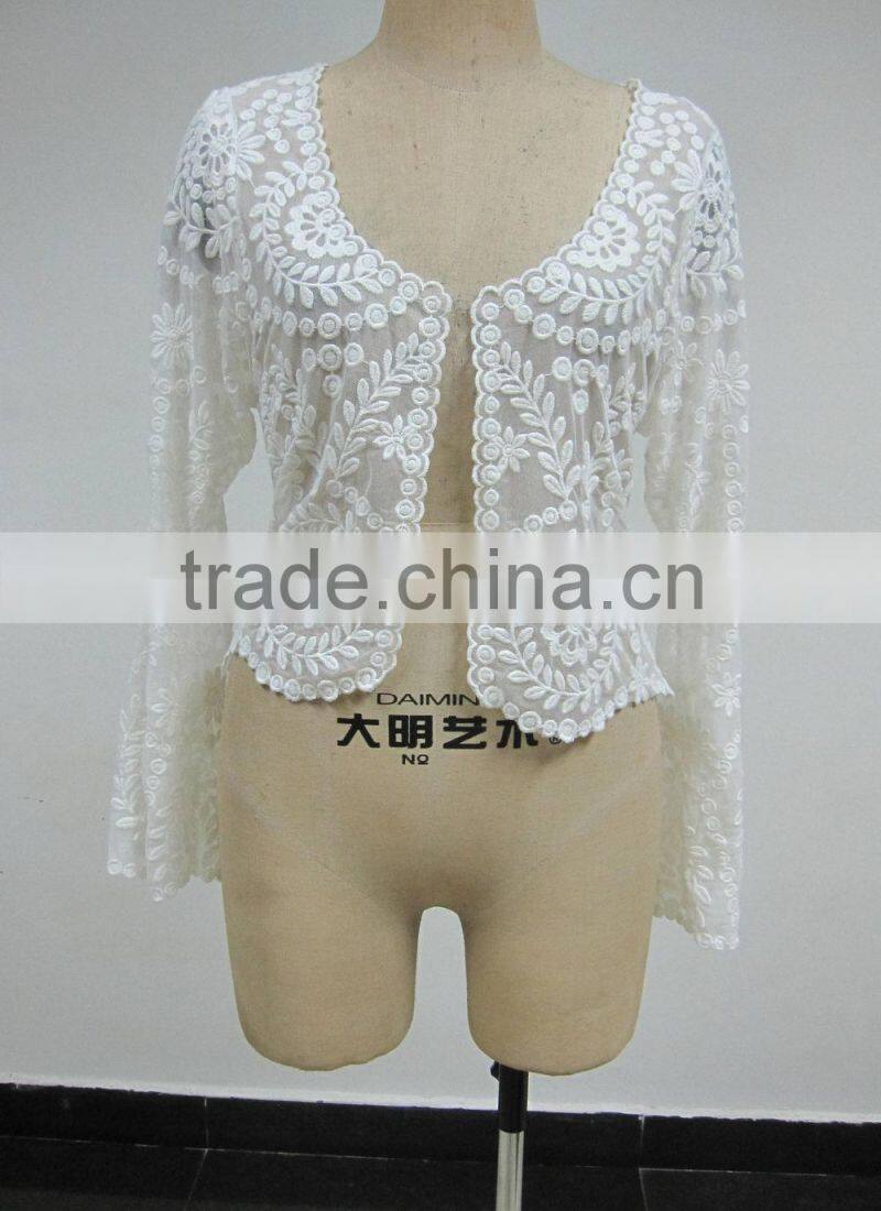 new ladies embroidered summer beach cover lace fashion top