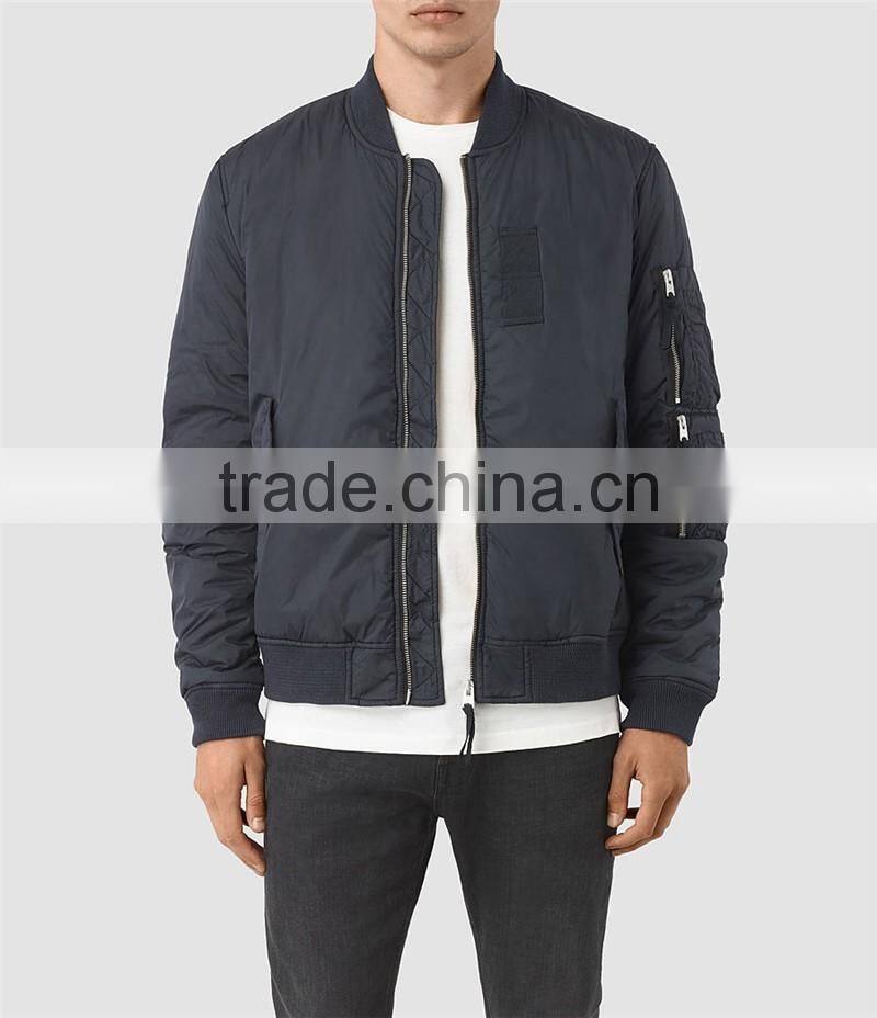 MGOO High Quality Covered Zip Up Bomber Jackets For Men Silver Zippers Long Sleeves Padded Winter Jackets