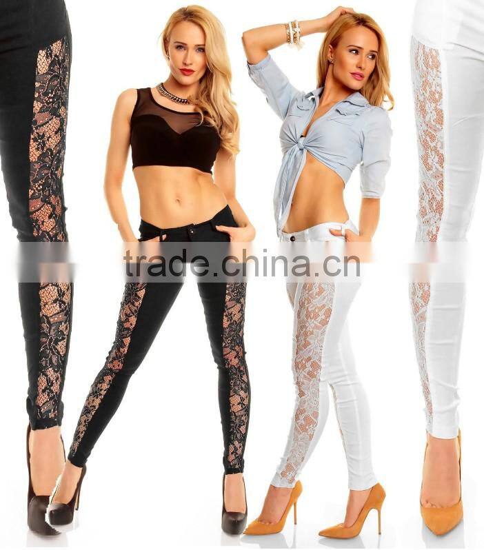 2016 women pants Ladies Casual blue with waist-length Ripped distressed skinny female jeans