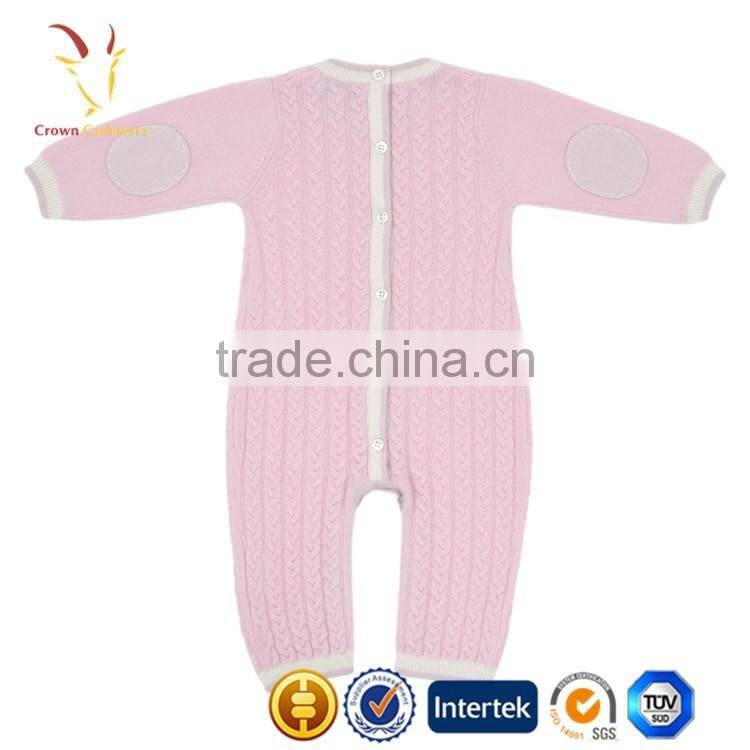 Baby Girl Winter Romper,Cashmere Cable Knit Romper with elbow patch