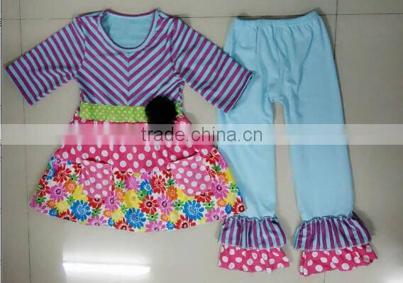 Boya new arrive autumn and winter New kids clothes girl baby long sleeve cotton flower casual suits baby clothing wholesale