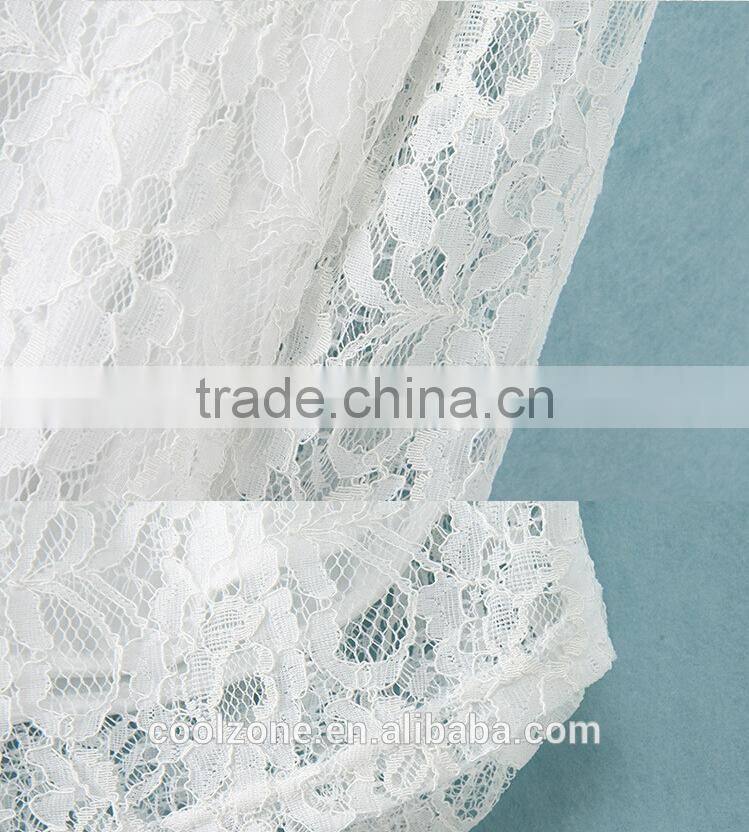Elegant white basic woman blouse fashion sheer crochet lace blouse 2015
