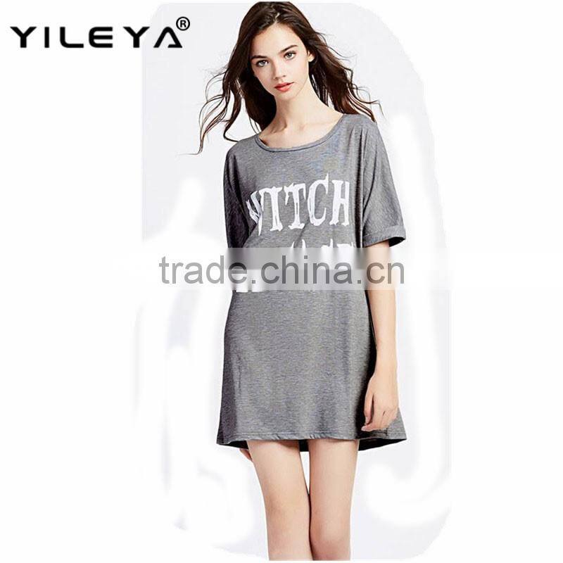 Hot selling women short sleeve t-shirt gray V Neck letters print loose T Shirt