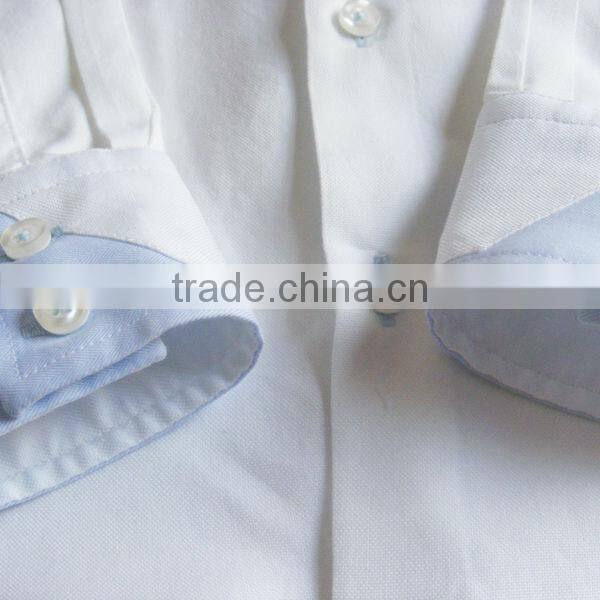 Custom White oxford 80s 2 ply shirt fused collar dress shirt boys shirts