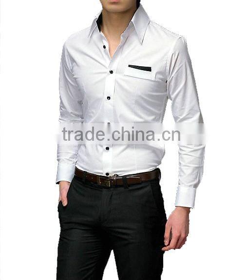 2017 MTO mens contrast color poplin white tuxedo shirt