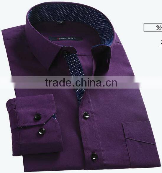 Black dot placket purple solid color one chest pocket Yiwu direct production OEM shirt manufacturer