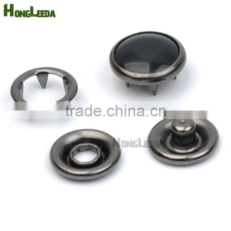 Metal brass 12mm 4 part buttons black pearl prong snap button fastener black nickle / gun metal color #333