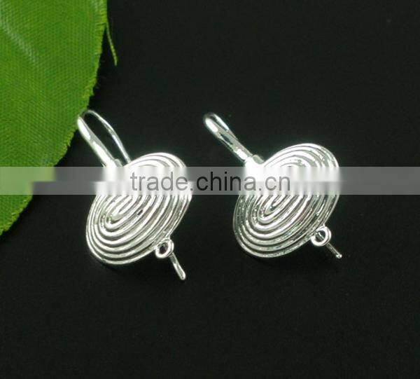 5 Pairs Silver Plated Shell Charm Ear Hooks 30x16mm Nickel FREE