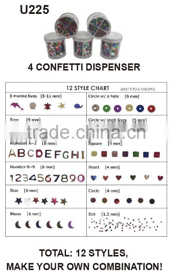 COLORFUL LASER SEQUIN W/ 4 HOLES DISPENSER