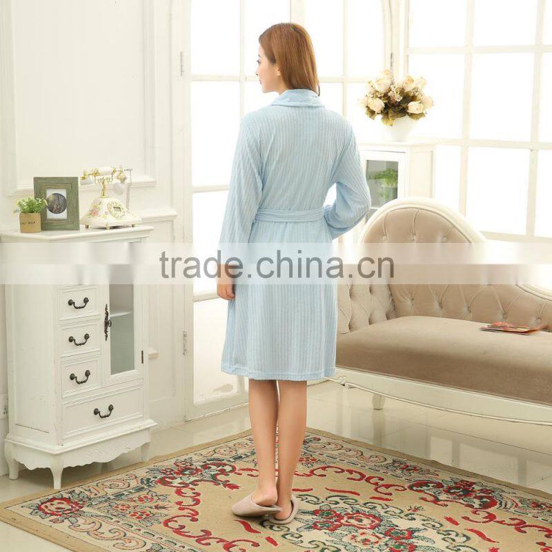 Top selling soft and absorbent striped terry bathrobe