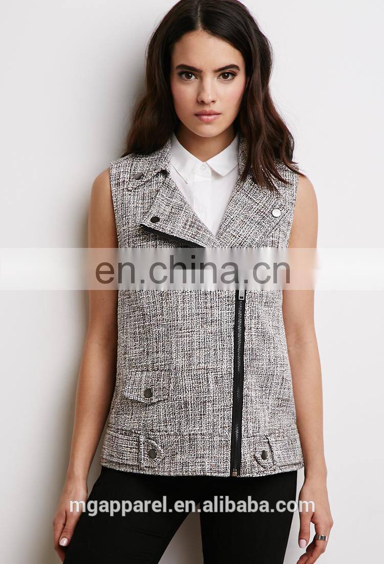 New arrival ladies office wear clothing off-center zippered front women vest