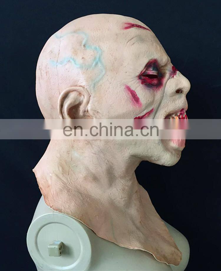 Halloween mask green latex terror Performing party devil skeleton mask