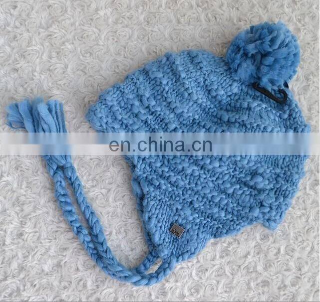 Top fashion style for 2016 winter handmaking winter beanie hat with big top pom pom