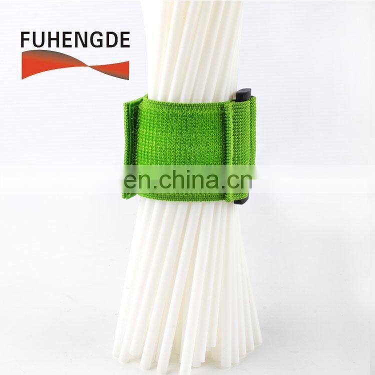 Any length is OK for elastic hook and loop strap with plastic buckle