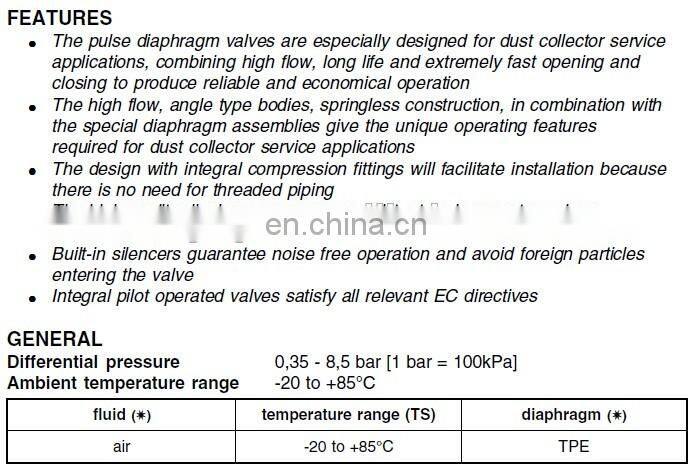 SCG353A044 right angle solenoid diaphragm valve AC220V thread pulse jet valve