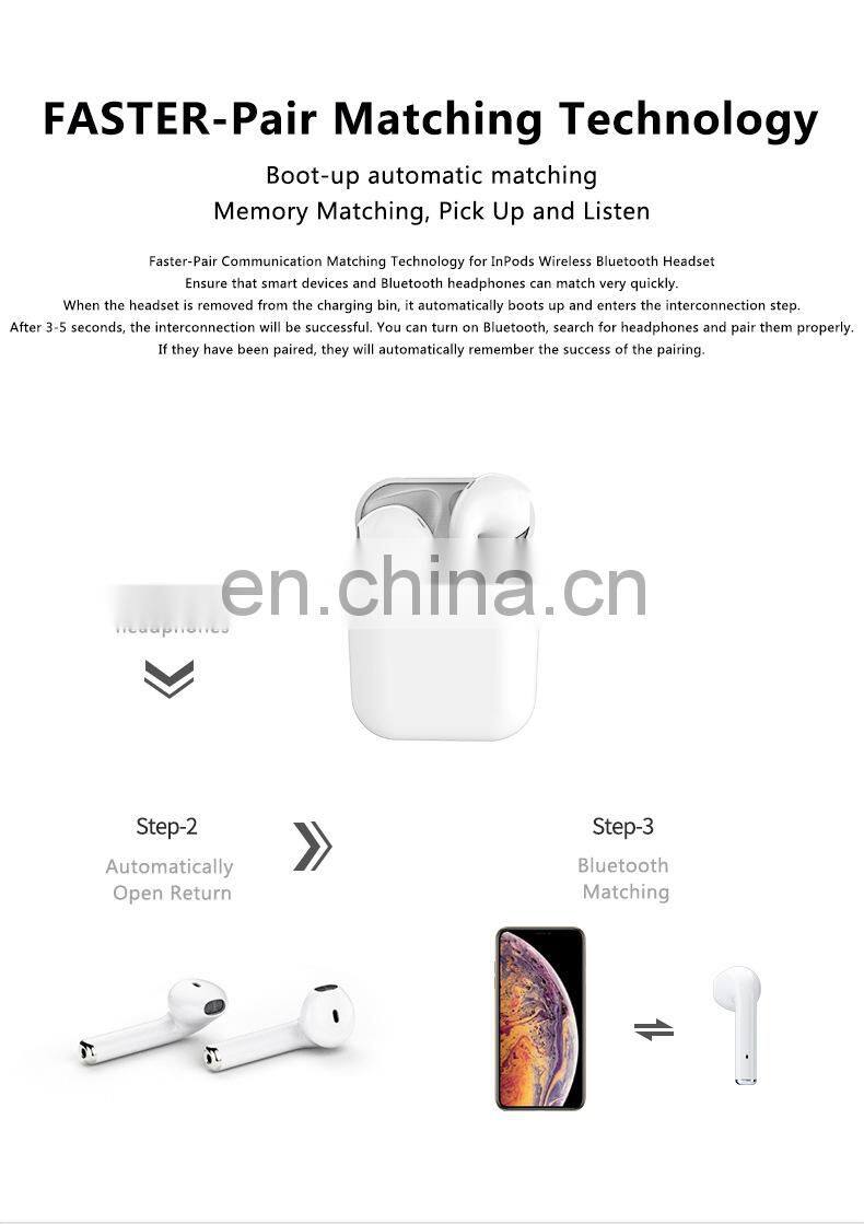 Sports Bluetooth Earphone Inpods 12 TWS 5.0 Wireless Earphone Audio Earphone Best Headphones Wireless Factory Price Wholesale