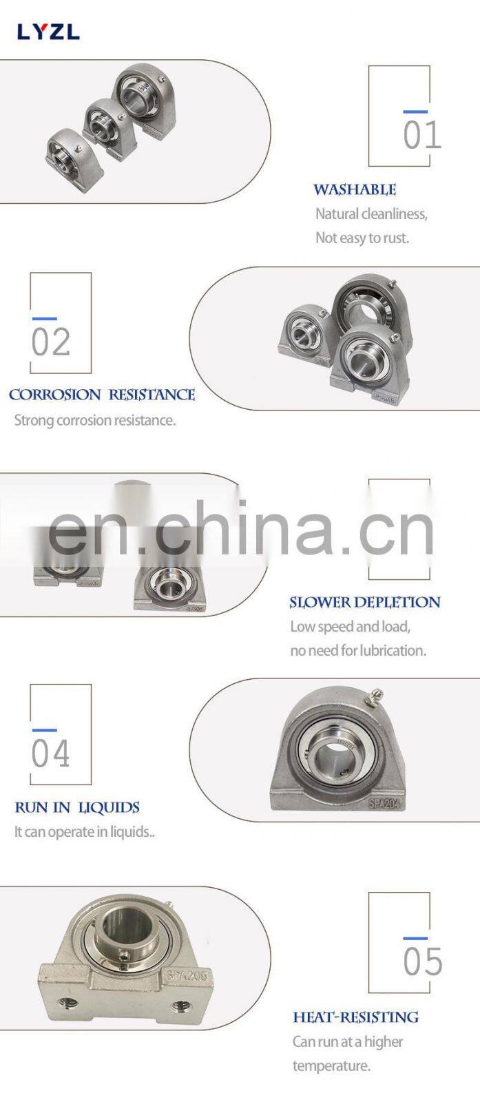 waterproof Stainless steel plummer pillow block bearing SUCPA201 SUCPA202 SUCPA203 SUCPA204 SUCPA205 SUCPA206 SUCPA207 SUCPA208