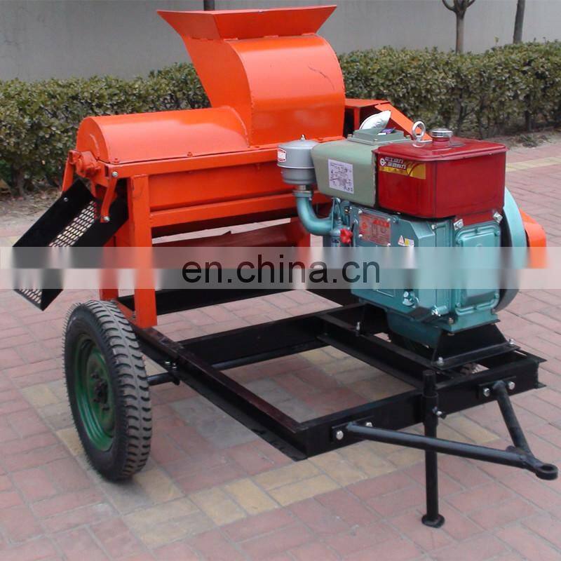 Towable wheels type powerful diesel engine belt driven corn thresher and shelling machine