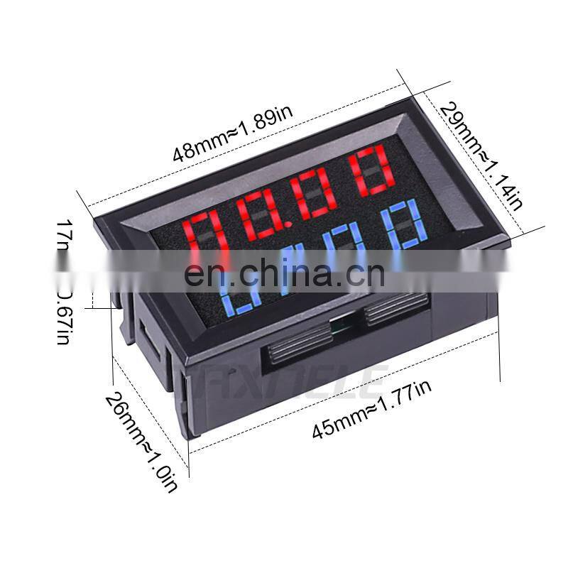 4 Bit Digital Voltmeter Ammeter DC 200V 10A Red Blue LED Dual Display Voltage Amp Panel Meter 12v 24v Car Current Monitor Tester