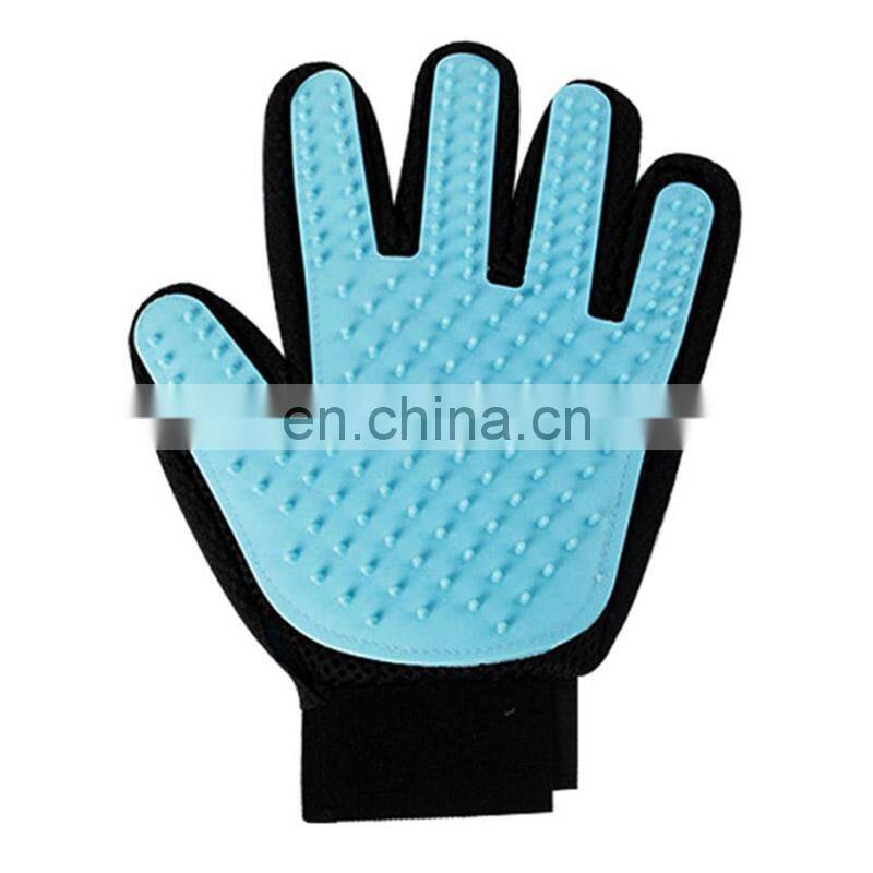 Deshedding Brush Tool Pet Hair Remover Glove Blue Black Horse Cat Dog Pet Grooming Glove For Shedding