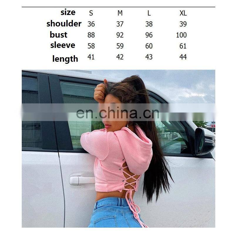 Wholesale custom spring and autumn new lace-up hollow cropped hooded sweater