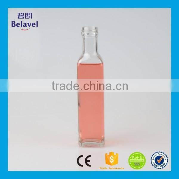 High quality 250ml clear square glass olive oil bottle