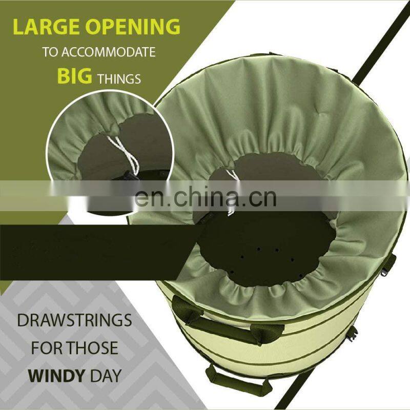 30 Gallon Canvas Garden Waste Bag Bucket Pop-up Reusable Yard Leaf Bag Holder- Trash Bag Heavy Duty Hardened Bottom