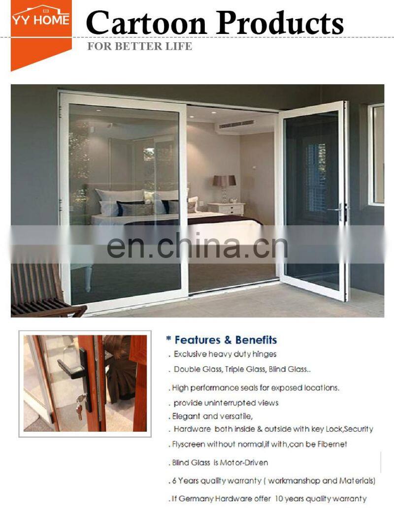 YY home Australia standard double glass Aluminium french door in white powder coating color