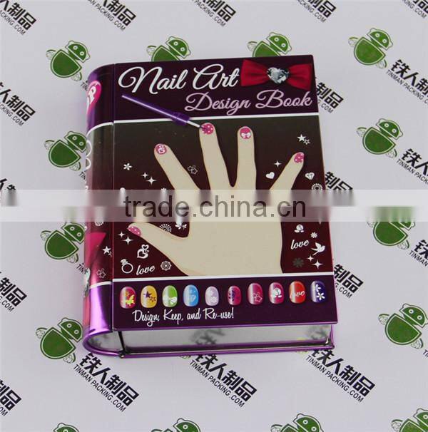 Fashionable book shape tin cosmetic packaging