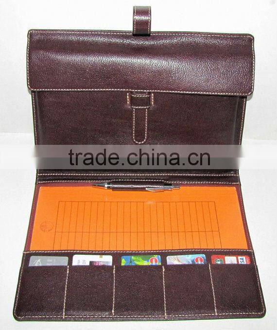 card holder case for ipad 3 with business paper holder cluth bag in 100% cow leather in traval business