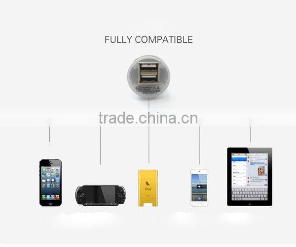 Mulit colors OEM fashion design 2.1a double usb car charger