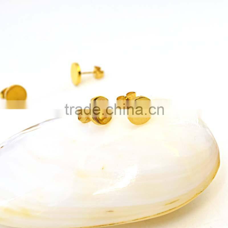 18K Gold plate 2 gram gold beautiful designed earring round coin earring stud
