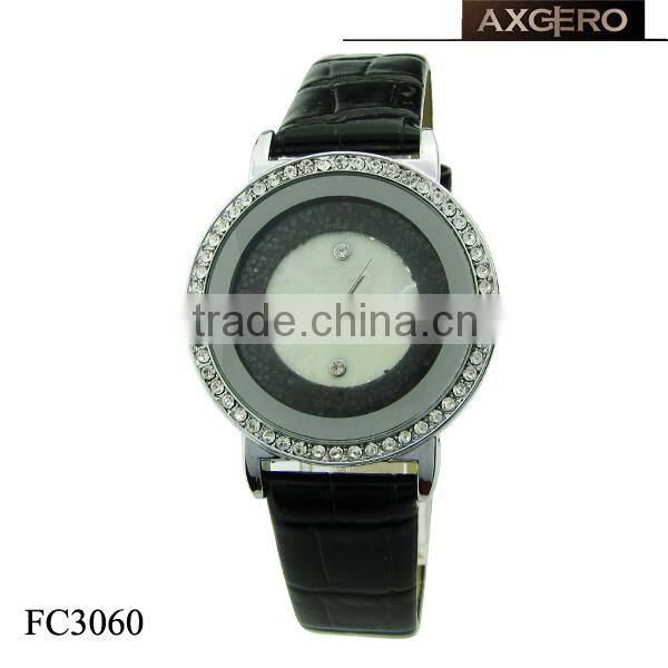 diamond women fashion leather strap watch