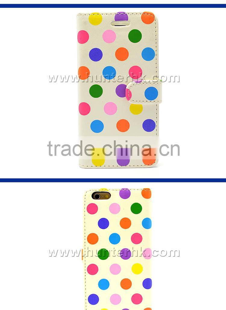 Printed Dot PU Leather Wallet Case For iphone6