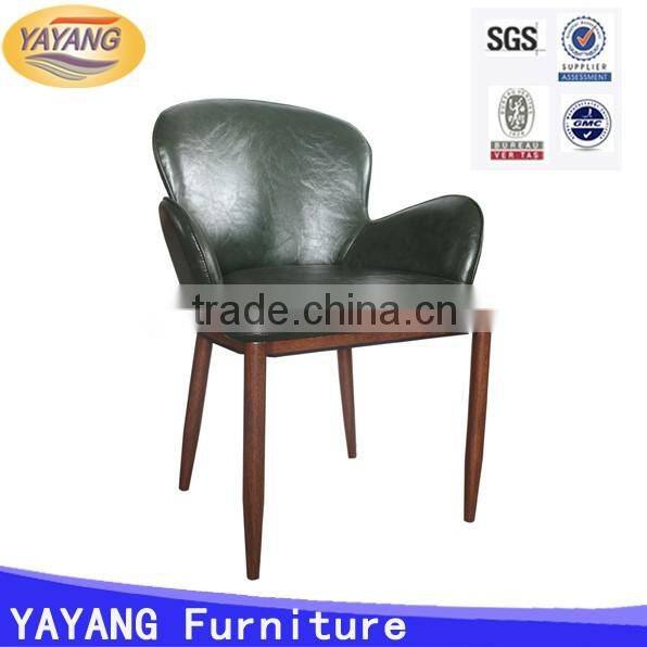 Wood imitation modern leather dining chairs designs with arm