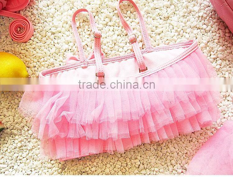 Hot sale girl three-pieces swimwear multilayer gauze sexy beachwear