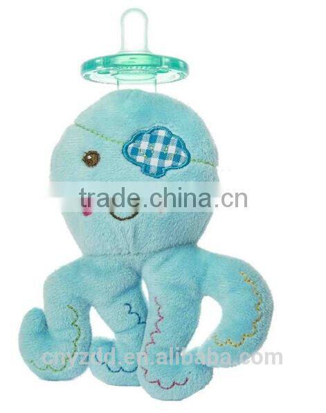 Plush Soothing Baby Toy Octopus with Pacifier/Stuffed Toy with Soothing Silicon Pacifier/Stuffed Toy 18cm Length for Babies
