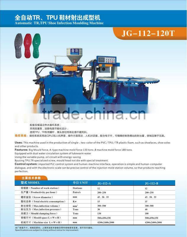 Horizontal TPU/TR sole injection machine