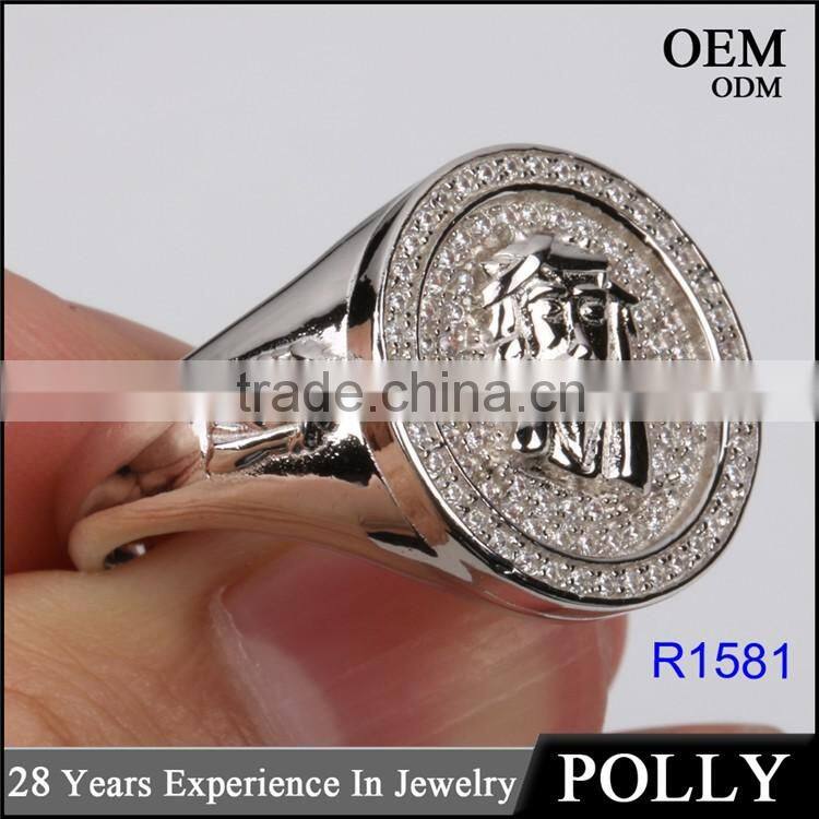 wholesale 925 silver hip hop jewerly jesus peice ring made in china
