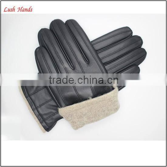 Driving gloves for men fashion black goatskin mens leather driving gloves