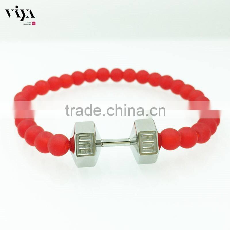 high end quality accept 3d jewelry dumbbell beads men bracelet 316L stainless steel material provide sample summer man bracelet