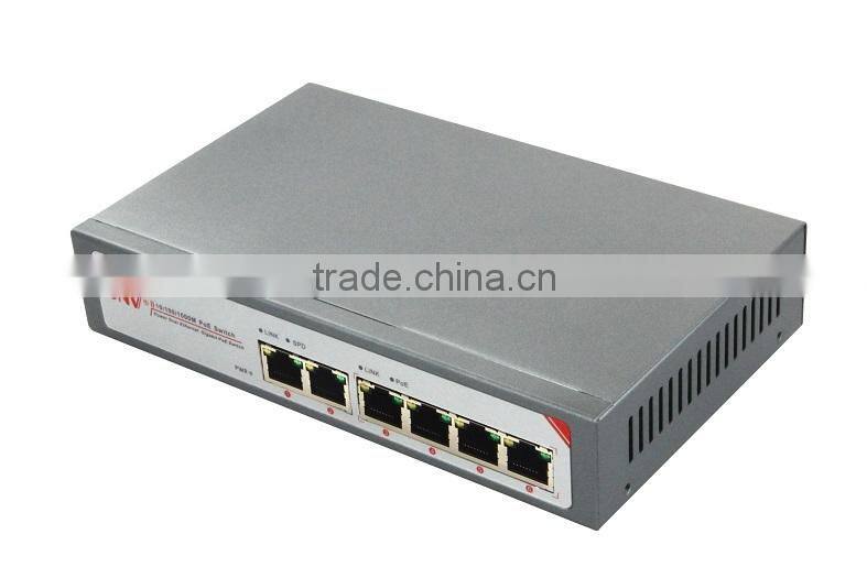 Manufacthrer 6 port gigabit poe network switch 802.3af(ONV-POE33064P-N)