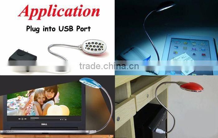 Ultra Bright USB 13 LED 13LED Light Lights Lighting Powered Flexible White Reading Lamp for Laptop Power Bank Mobile Charger Com